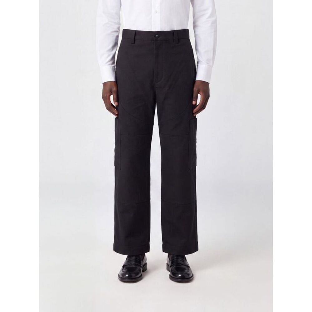 Thom Browne Men Thom Browne Wide-Leg Cotton Cargo Trousers With Mid-Rise Waist